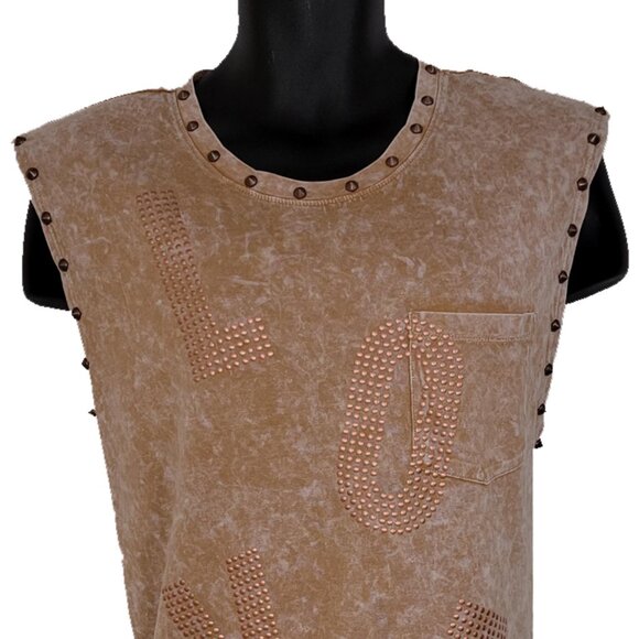 LOVE the 80s Women's Tan Sleeveless Shirt - Picture 2 of 6